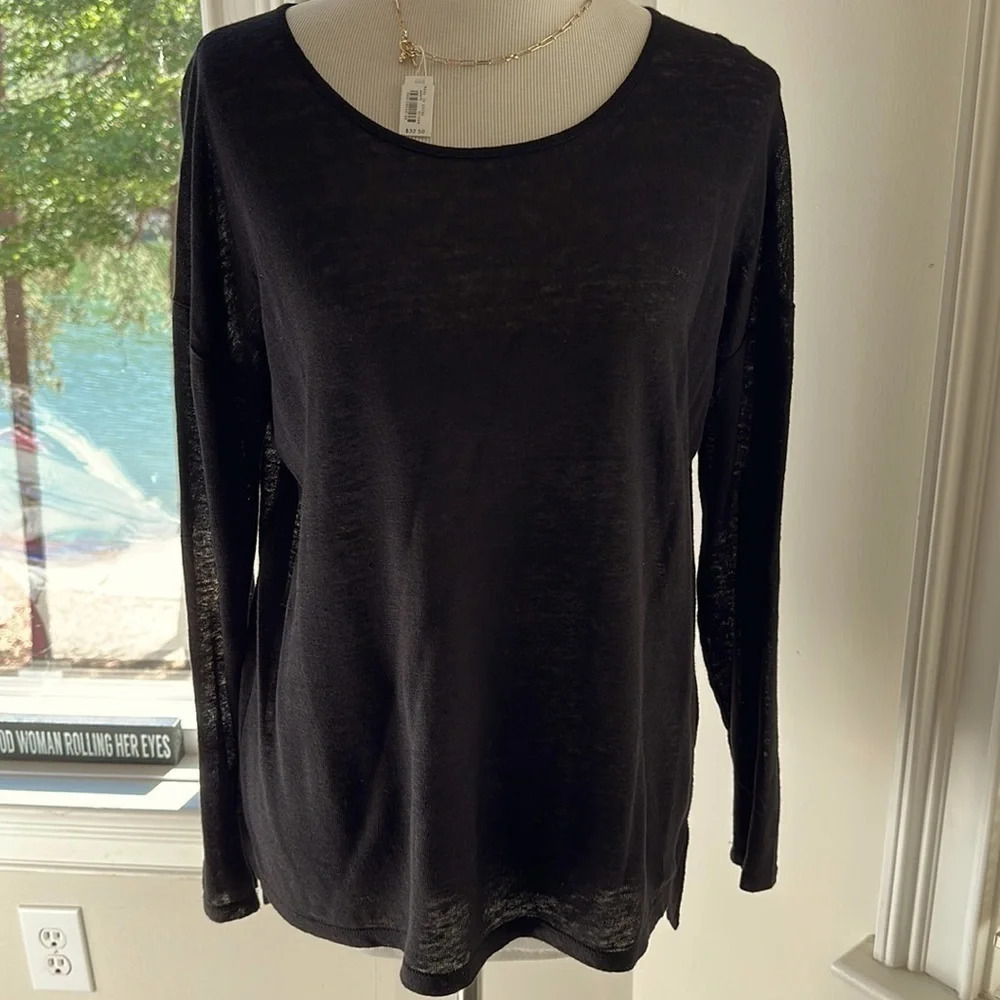 VINCE Drop Shoulder LS 100% Linen Too, Size Small, NWOT